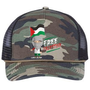 Back Print Free Palestine Flag Keffiyeh Retro Rope Trucker Hat Cap