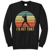 Baseball Player Funny Batter I'd Hit That Sport Vintage Sweatshirt