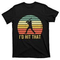 Baseball Player Funny Batter I'd Hit That Sport Vintage T-Shirt