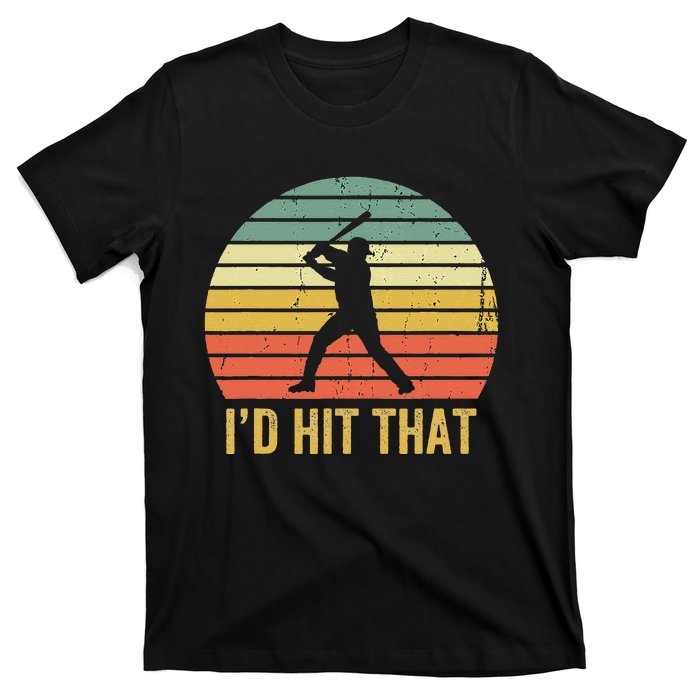 Baseball Player Funny Batter I'd Hit That Sport Vintage T-Shirt