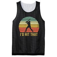 Baseball Player Funny Batter I'd Hit That Sport Vintage Mesh Reversible Basketball Jersey Tank