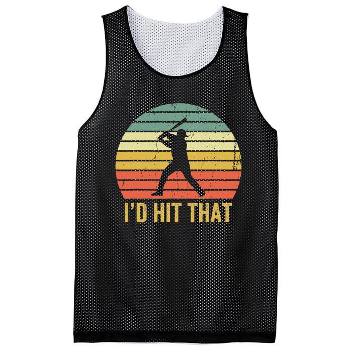 Baseball Player Funny Batter I'd Hit That Sport Vintage Mesh Reversible Basketball Jersey Tank