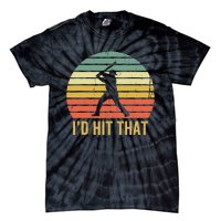 Baseball Player Funny Batter I'd Hit That Sport Vintage Tie-Dye T-Shirt