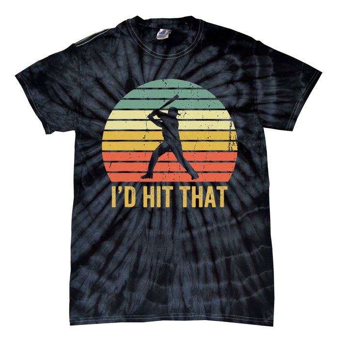 Baseball Player Funny Batter I'd Hit That Sport Vintage Tie-Dye T-Shirt