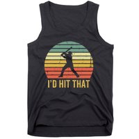 Baseball Player Funny Batter I'd Hit That Sport Vintage Tank Top