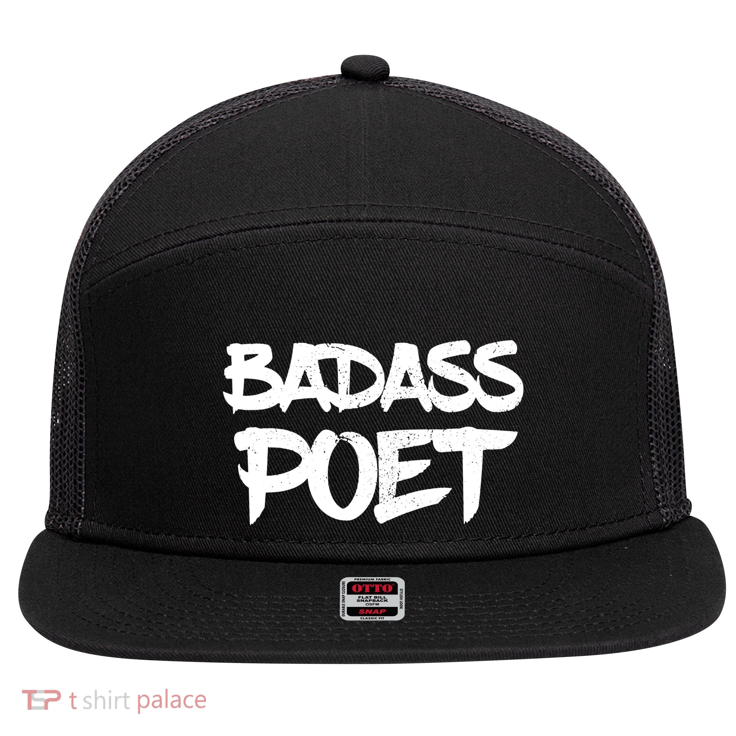 Badass Poet Funny Poetry Slam Literature Writer Gift 7 Panel Mesh Trucker Snapback Hat