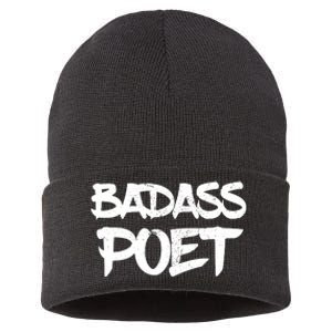 Badass Poet Funny Poetry Slam Literature Writer Gift Sustainable Knit Beanie