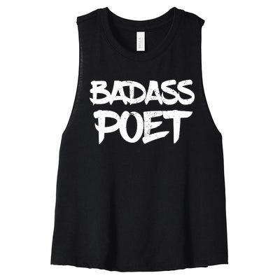 Badass Poet Funny Poetry Slam Literature Writer Gift Women's Racerback Cropped Tank