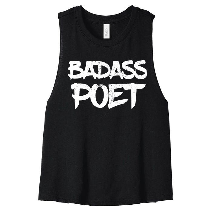 Badass Poet Funny Poetry Slam Literature Writer Gift Women's Racerback Cropped Tank