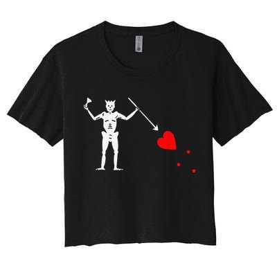 Blackbeard Pirate Flag Jolly Roger Skeleton Halloween Crop Top
