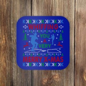 Baseball Pitching Funny Ugly Christmas Sweater Party Gift Coaster