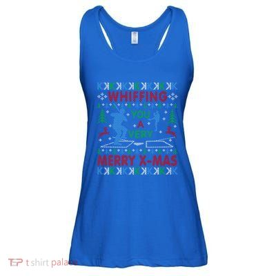 Baseball Pitching Funny Ugly Christmas Sweater Party Gift Ladies Essential Flowy Tank