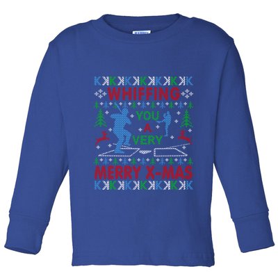 Baseball Pitching Funny Ugly Christmas Sweater Party Gift Toddler Long Sleeve Shirt