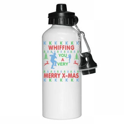 Baseball Pitching Funny Ugly Christmas Sweater Party Gift Aluminum Water Bottle 