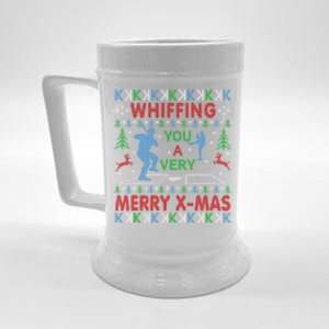 Baseball Pitching Funny Ugly Christmas Sweater Party Gift Beer Stein