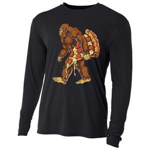 Bigfoot Pizza Funny Women Food Lovers Pepperoni Cooling Performance Long Sleeve Crew