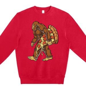 Bigfoot Pizza Funny Women Food Lovers Pepperoni Premium Crewneck Sweatshirt