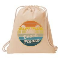 Beach Please Funny Tropical Retro Drawstring Bag