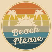 Beach Please Funny Tropical Retro Drawstring Bag
