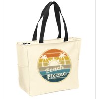 Beach Please Funny Tropical Retro Zip Tote Bag
