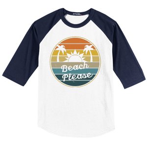 Beach Please Funny Tropical Retro Baseball Sleeve Shirt