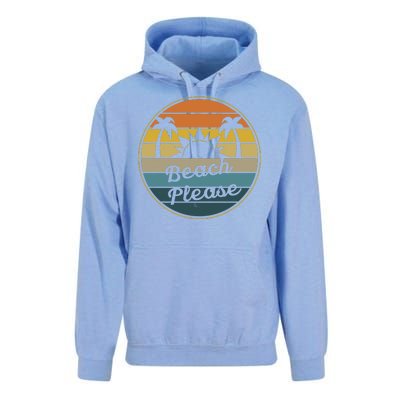 Beach Please Funny Tropical Retro Unisex Surf Hoodie