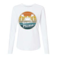 Beach Please Funny Tropical Retro Womens Cotton Relaxed Long Sleeve T-Shirt