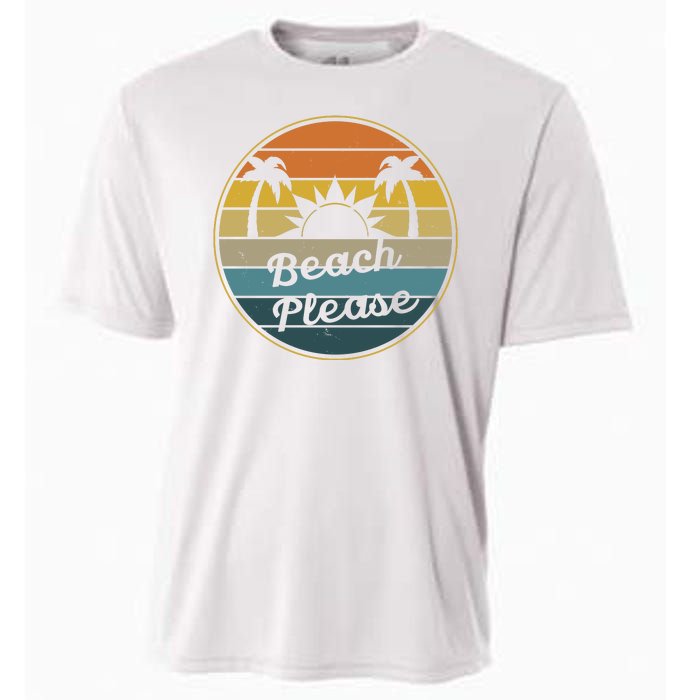 Beach Please Funny Tropical Retro Cooling Performance Crew T-Shirt