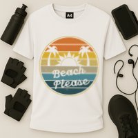 Beach Please Funny Tropical Retro Performance Shirt