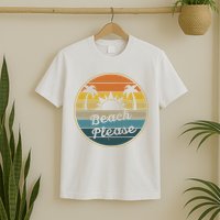 Beach Please Funny Tropical Retro T-Shirt