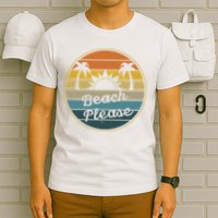 Beach Please Funny Tropical Retro T-Shirt