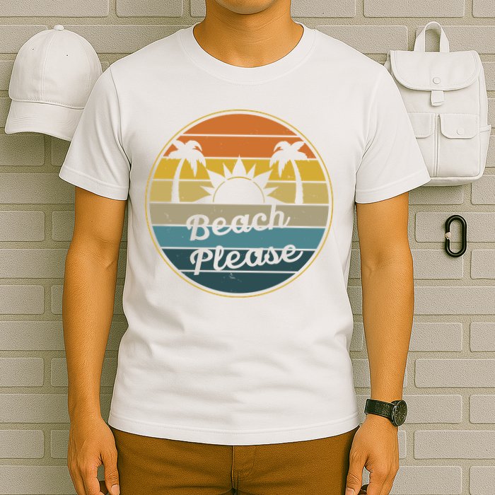 Beach Please Funny Tropical Retro T-Shirt