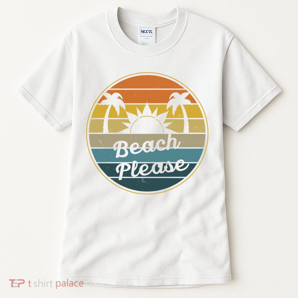 Beach Please Funny Tropical Retro Tall T-Shirt