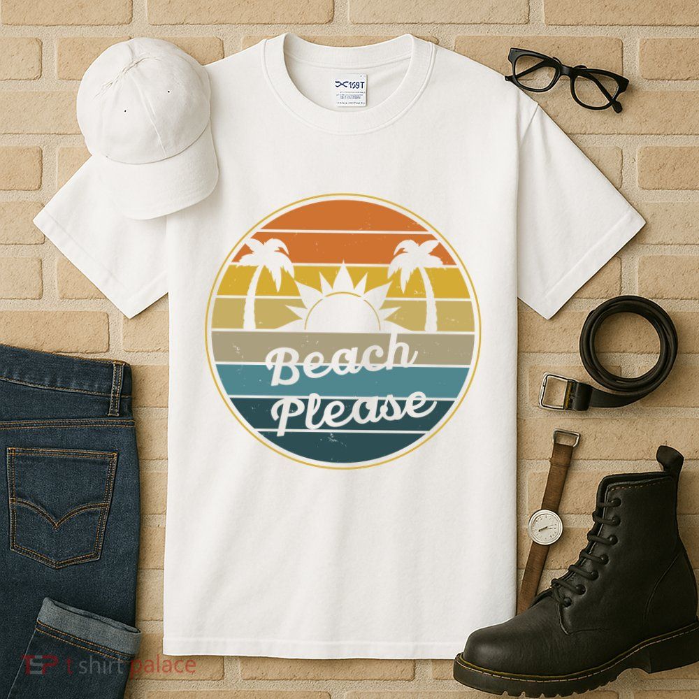 Beach Please Funny Tropical Retro Tall T-Shirt