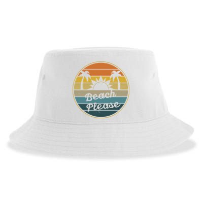 Beach Please Funny Tropical Retro Sustainable Bucket Hat