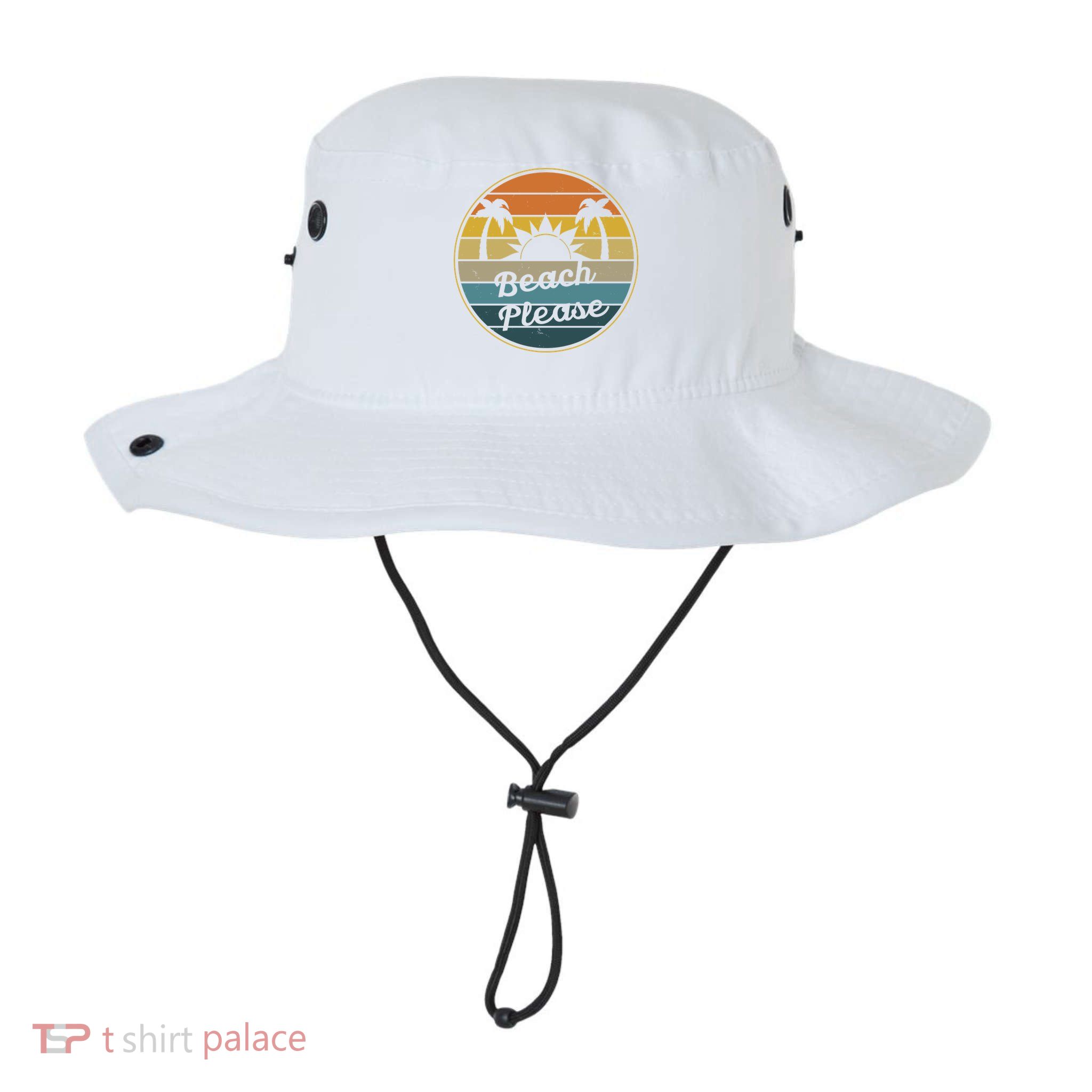 Beach Please Funny Tropical Retro Bucket Hat
