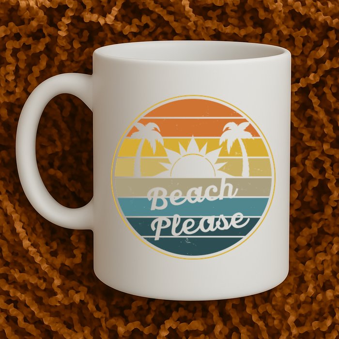 Beach Please Funny Tropical Retro Mug