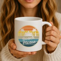 Beach Please Funny Tropical Retro Mug
