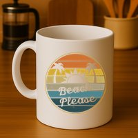 Beach Please Funny Tropical Retro Mug