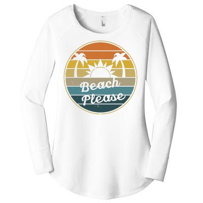 Beach Please Funny Tropical Retro Women's Perfect Tri Tunic Long Sleeve Shirt