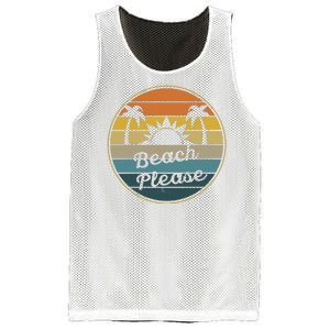 Beach Please Funny Tropical Retro Mesh Reversible Basketball Jersey Tank