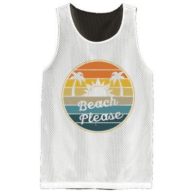 Beach Please Funny Tropical Retro Mesh Reversible Basketball Jersey Tank