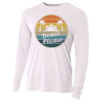 Beach Please Funny Tropical Retro Cooling Performance Long Sleeve Crew