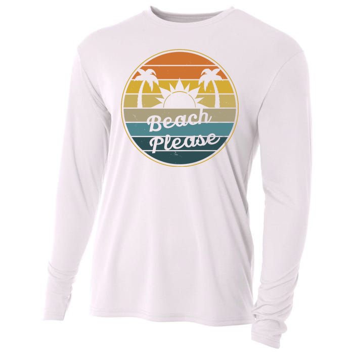 Beach Please Funny Tropical Retro Cooling Performance Long Sleeve Crew