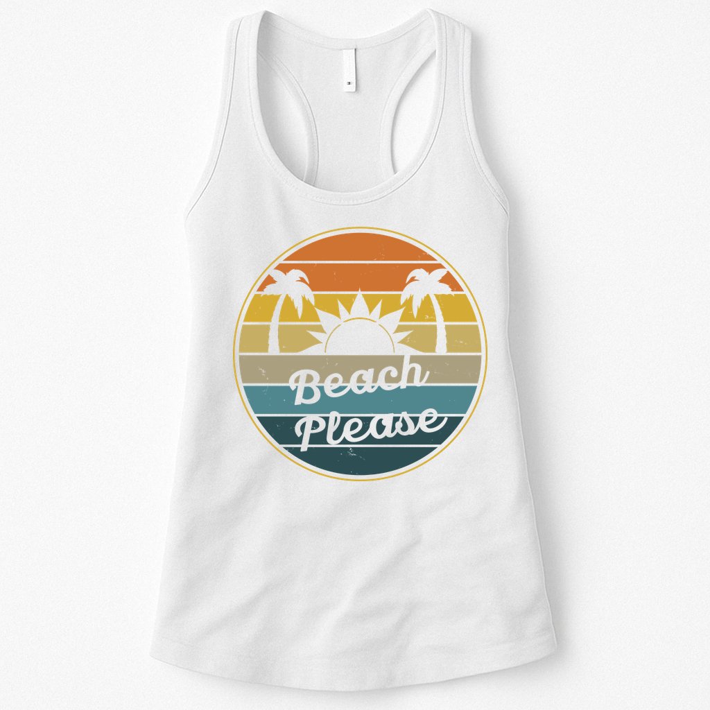 Beach Please Funny Tropical Retro Womens Tank Top