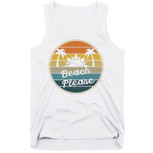 Beach Please Funny Tropical Retro Tank Top