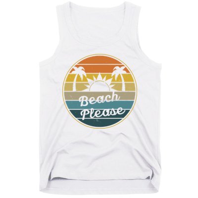 Beach Please Funny Tropical Retro Tank Top