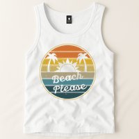 Beach Please Funny Tropical Retro Tank Top