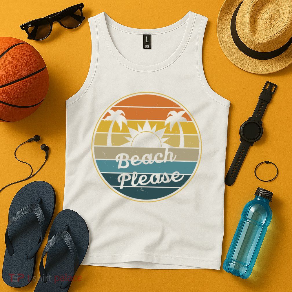 Beach Please Funny Tropical Retro Tank Top