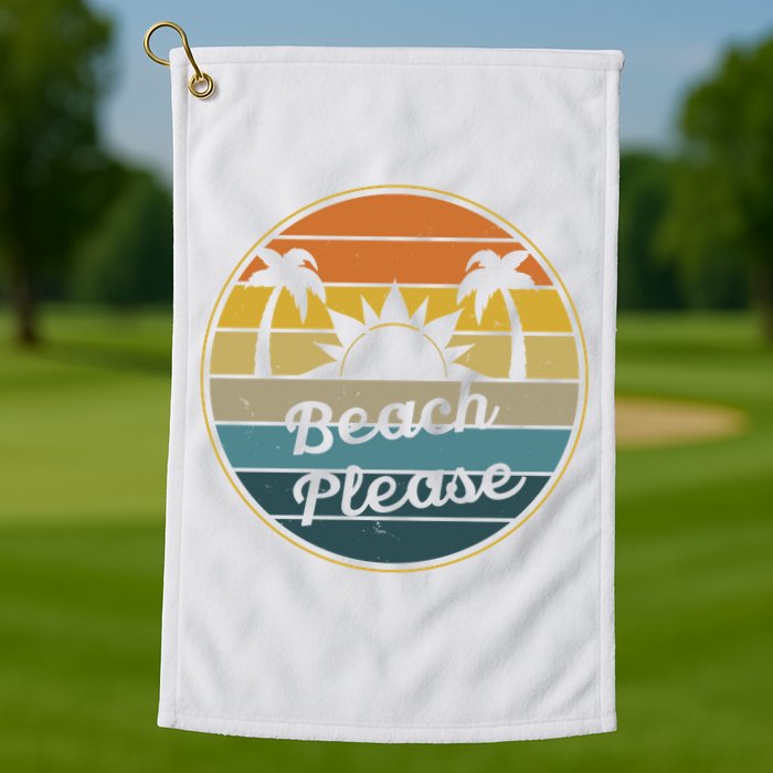 Beach Please Funny Tropical Retro Golf Towel